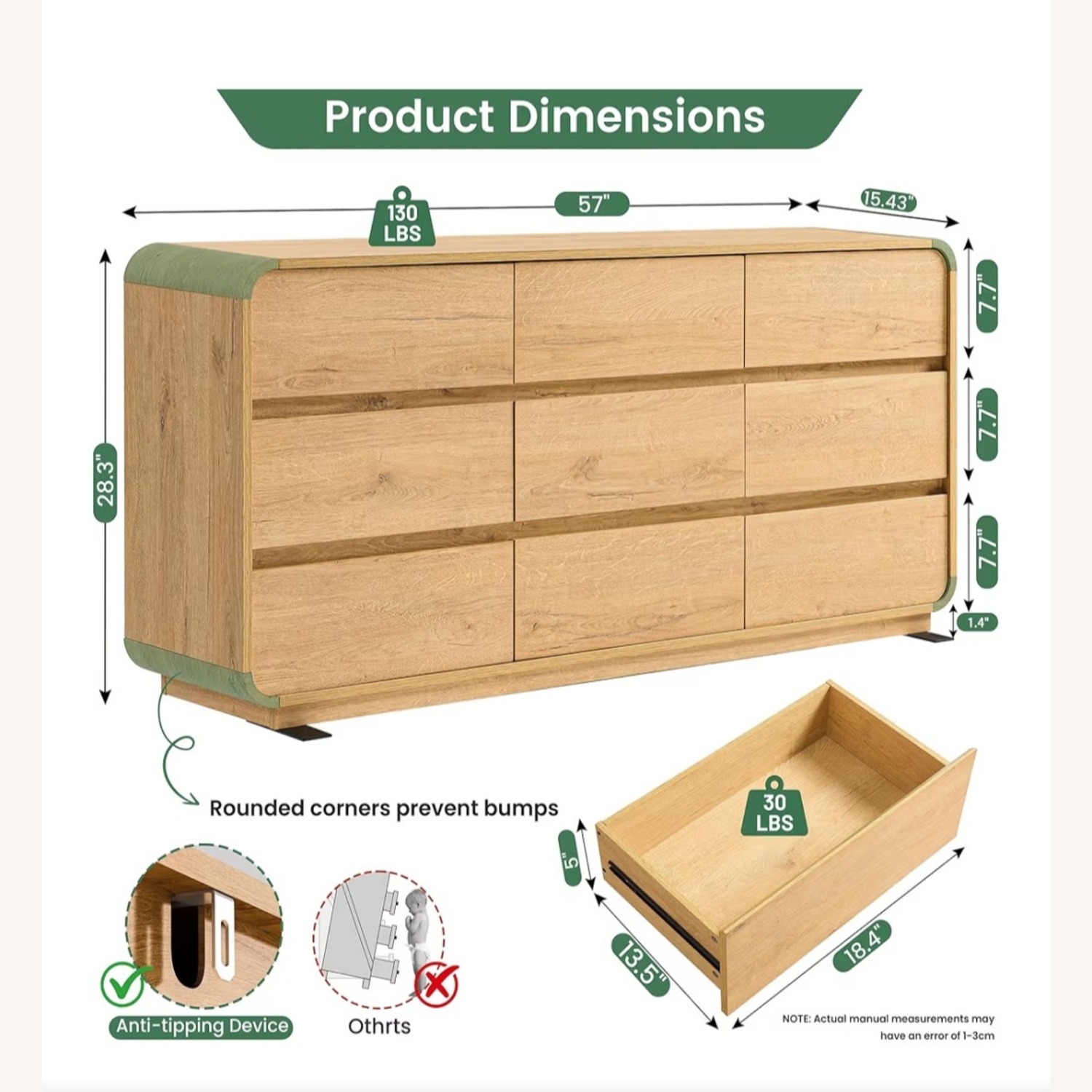 Amazon Standifurno Natural Wood Dresser - image-5