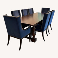 Restoration Hardware 17th C. Monastery Dining Table & Ames Fabric Dining Chairs  