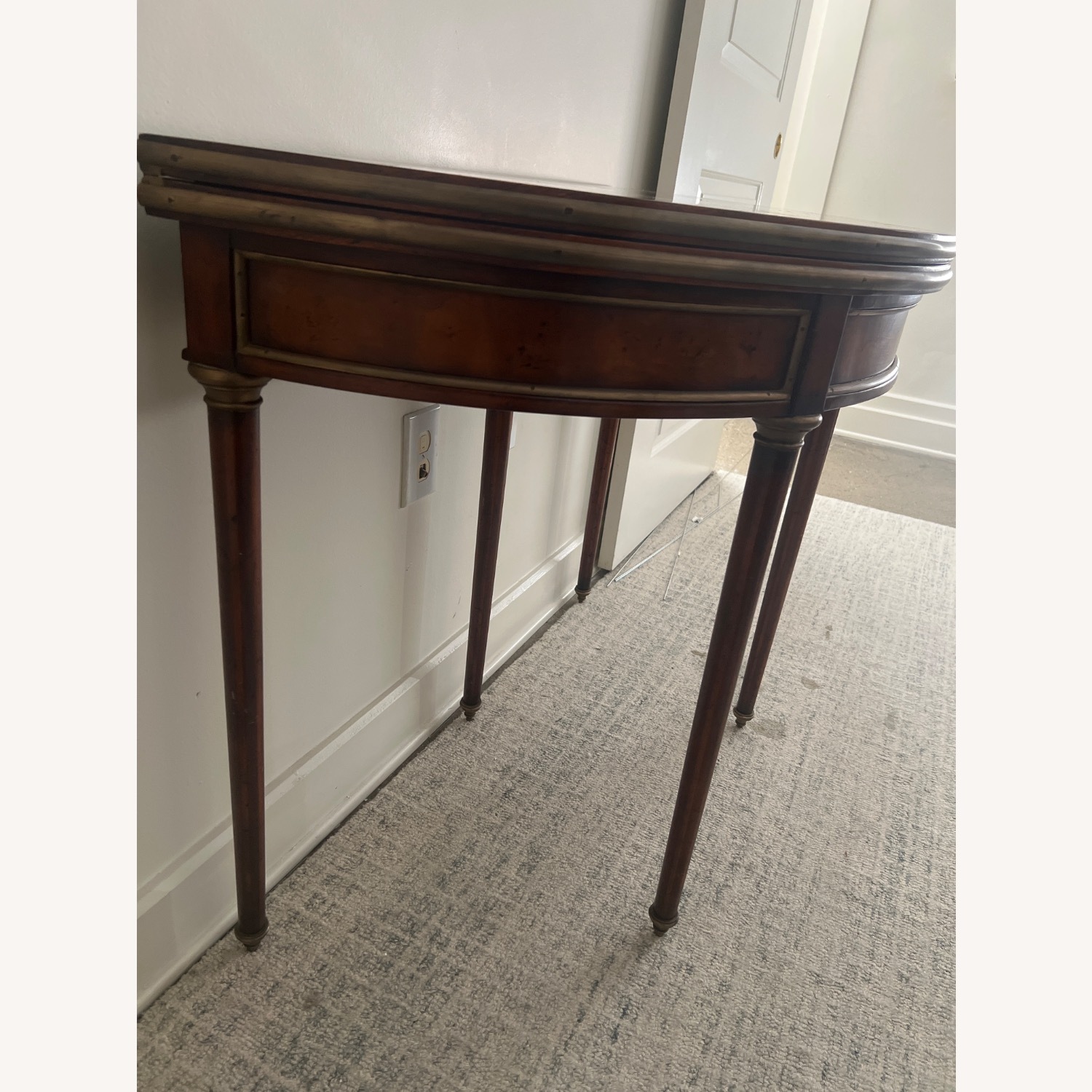 Louis Xvi Style Mahogany & Brass FlipTop Table - image-4