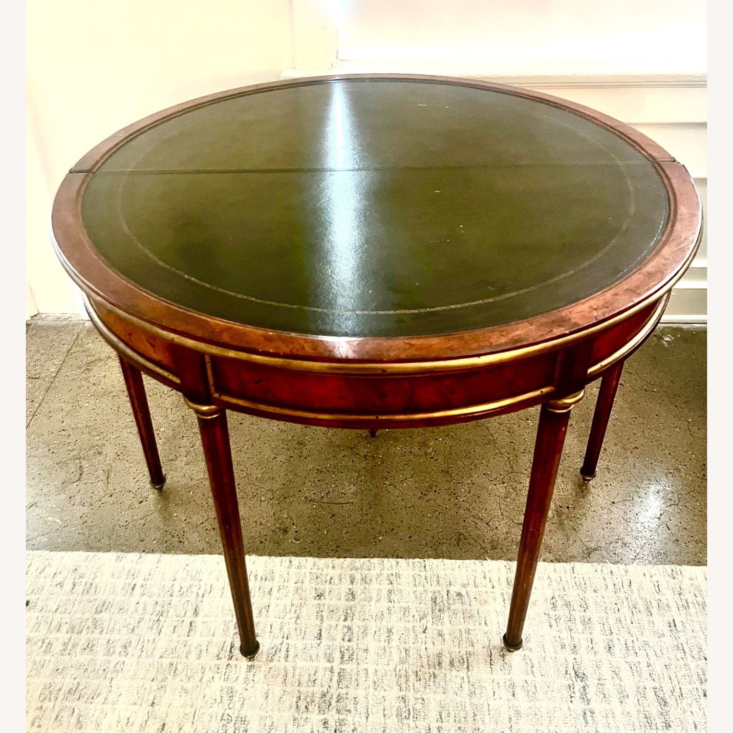 Louis Xvi Style Mahogany & Brass FlipTop Table - image-1