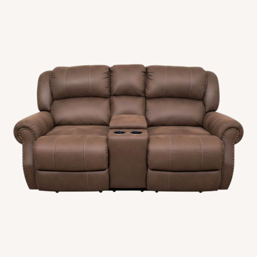 Used Dark Brown Leather Loveseat for sale on AptDeco