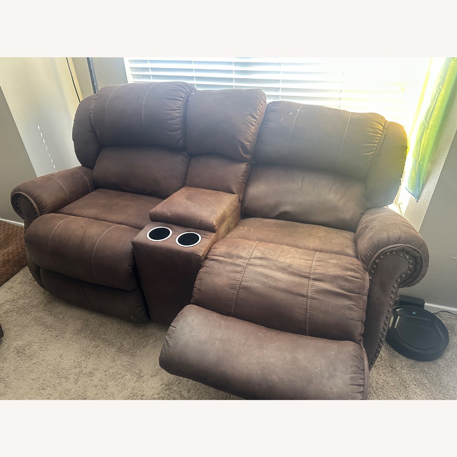 Dark Brown Leather Loveseat - image-6