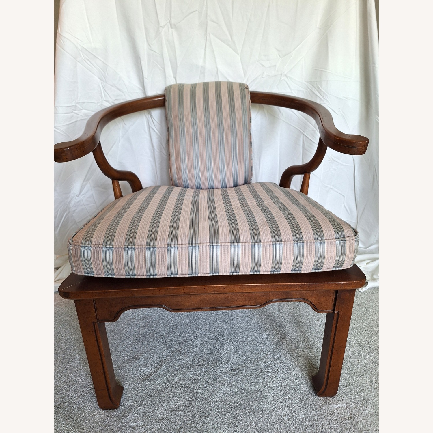 Heritage Lace Dark Brown Wood Armchair - image-1