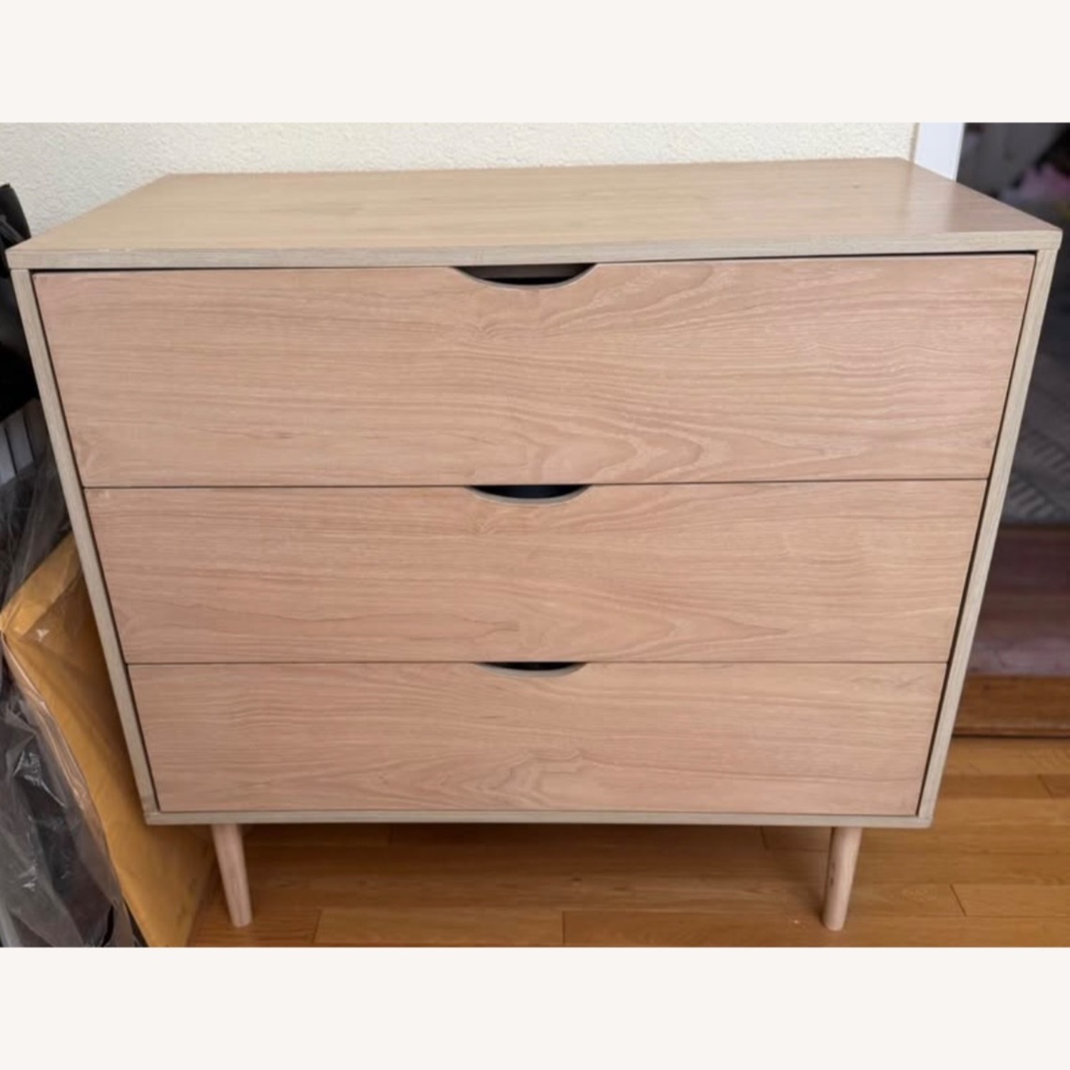 Blonde Wood Three Drawer Dresser - image-1