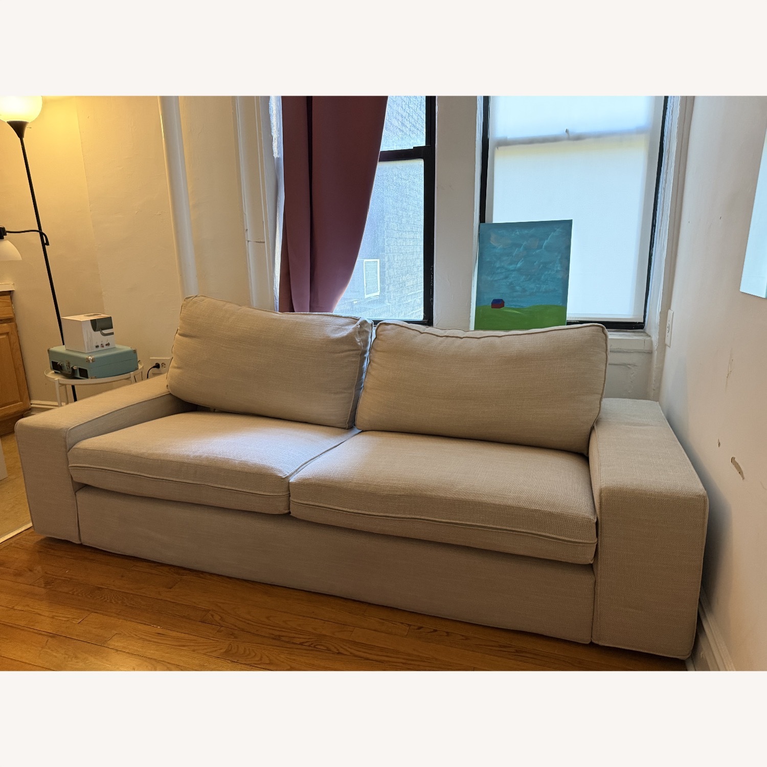 IKEA KIVIK White Wood Loveseat - image-1