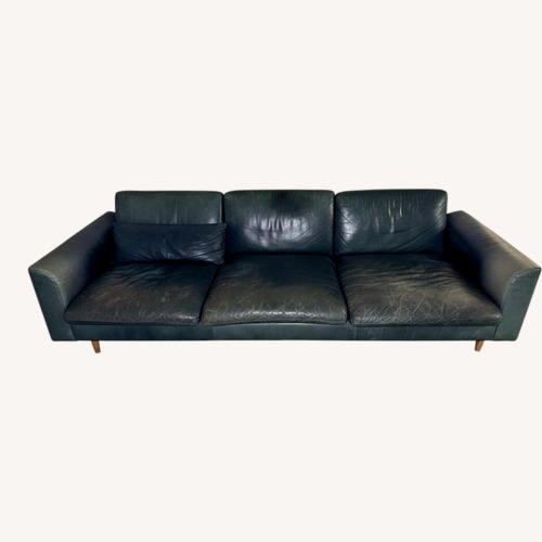 Used Premium Luxurious Green Leather Sofa for sale on AptDeco