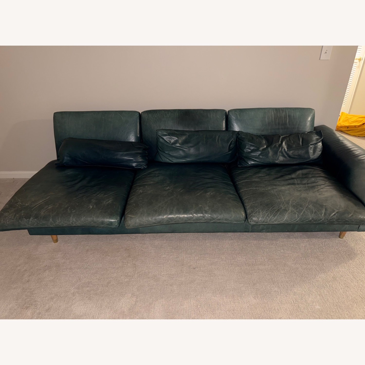 Premium Luxurious Green Leather Sofa - image-1