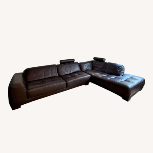 Used Roche Bobois Dark Brown Leather 2 Piece Sectional for sale on AptDeco