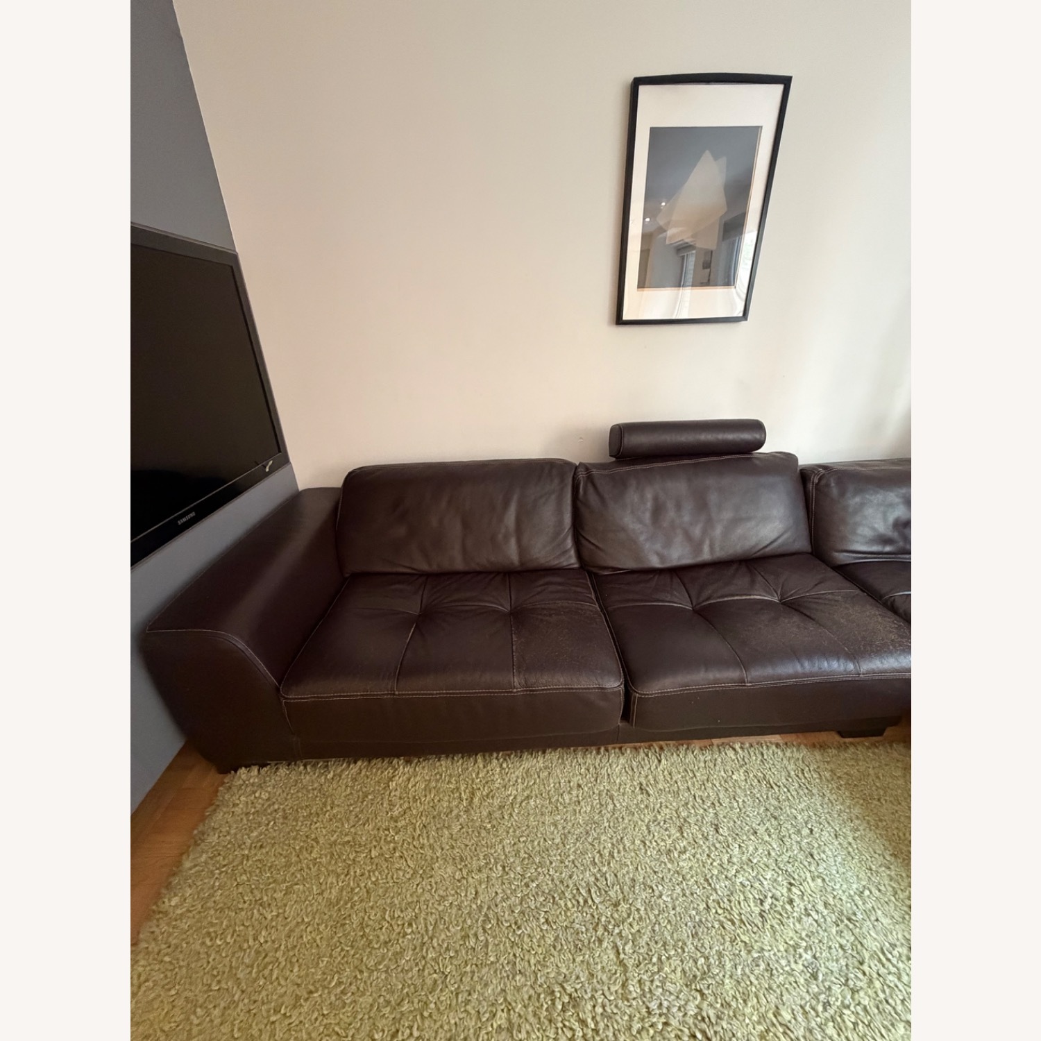 Roche Bobois Dark Brown Leather 2 Piece Sectional - image-8