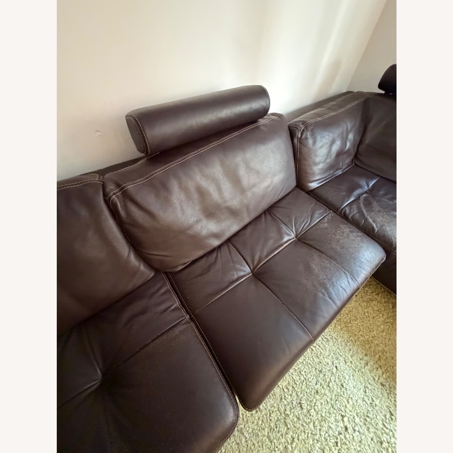 Roche Bobois Dark Brown Leather 2 Piece Sectional - image-9