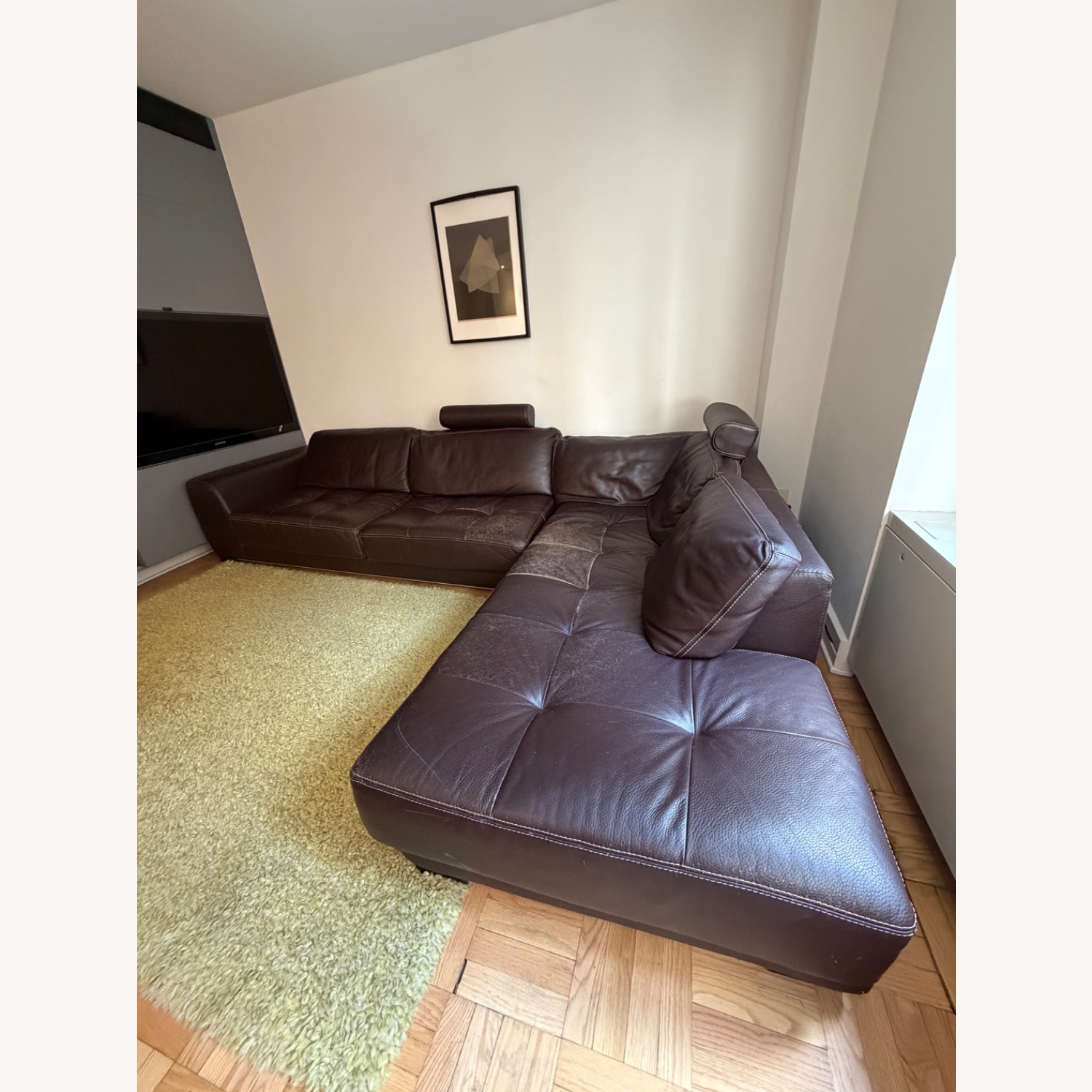 Roche Bobois Dark Brown Leather 2 Piece Sectional - image-2