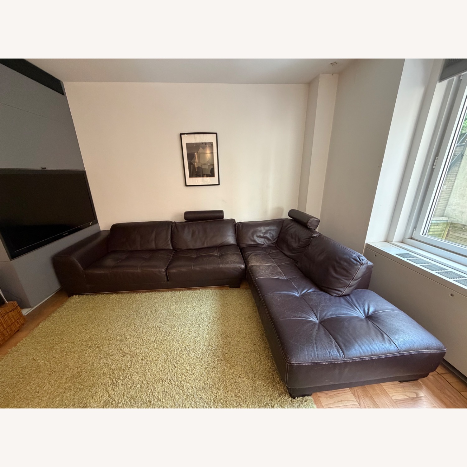 Roche Bobois Dark Brown Leather 2 Piece Sectional - image-7