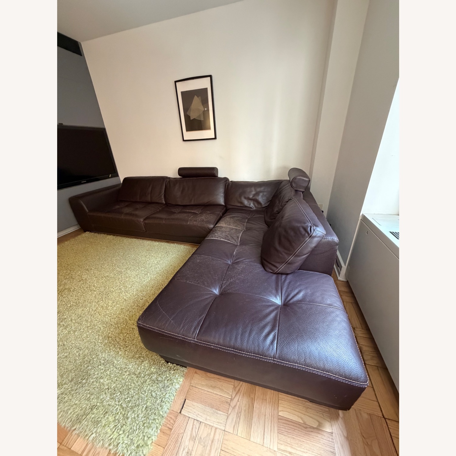 Roche Bobois Dark Brown Leather 2 Piece Sectional - image-3