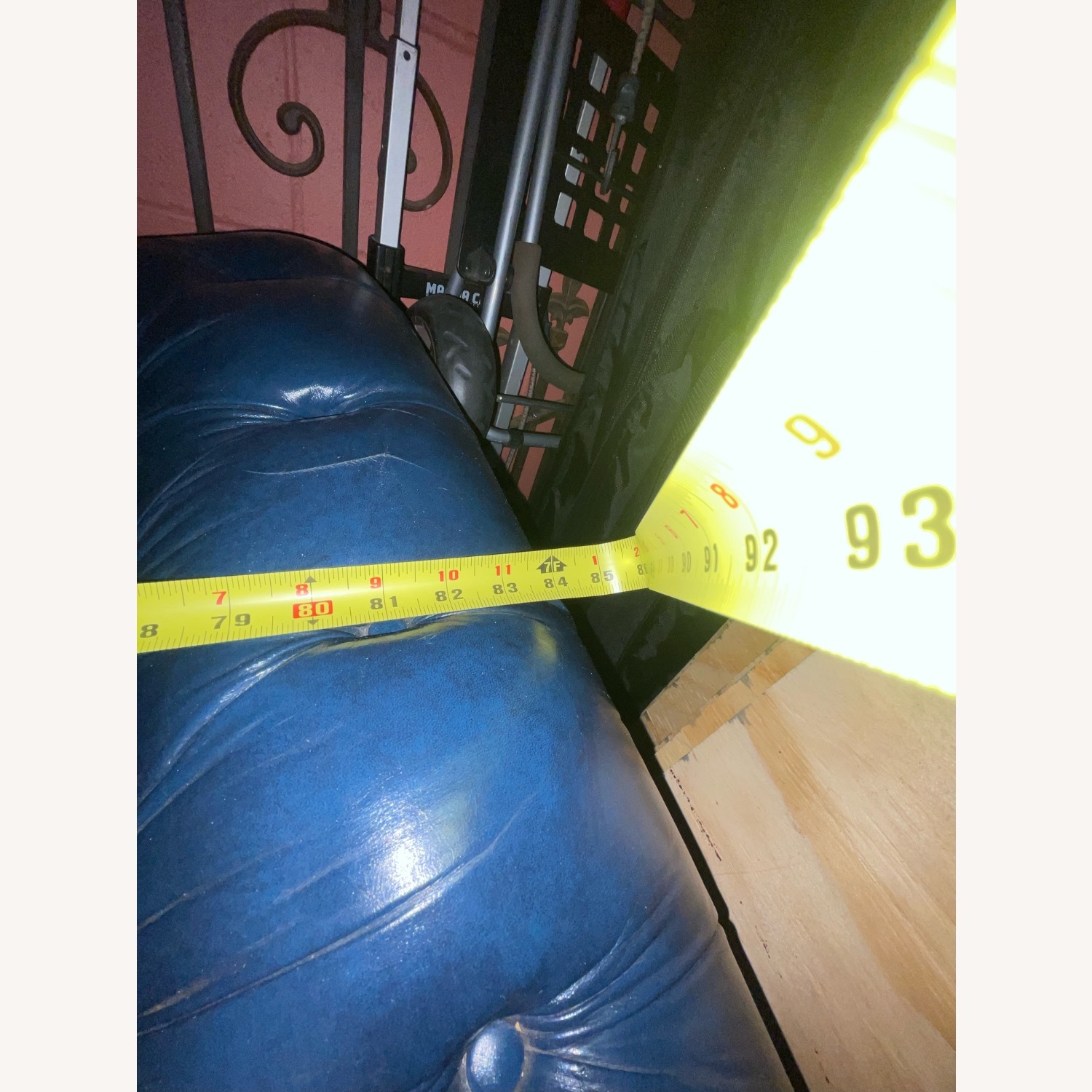 Chesterfield Blue Leather Sofa 3 Seater - image-3