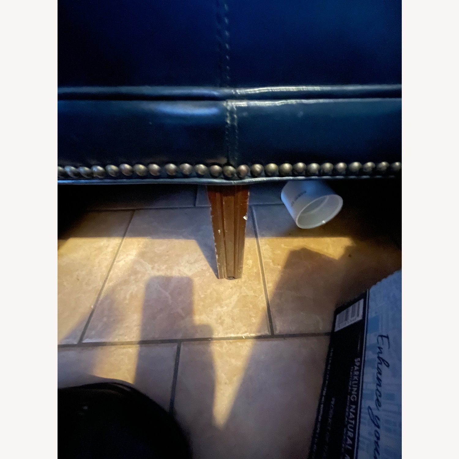 Chesterfield Blue Leather Sofa 3 Seater - image-2