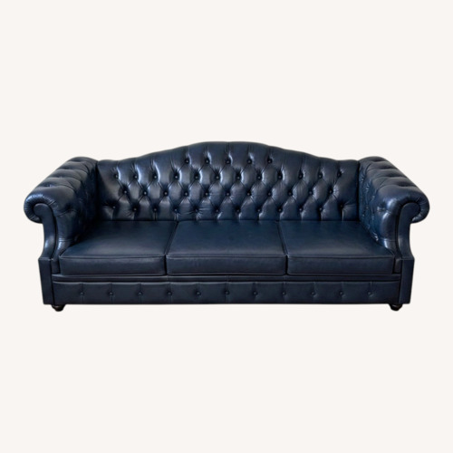 Used Chesterfield Blue Leather Sofa 3 Seater for sale on AptDeco