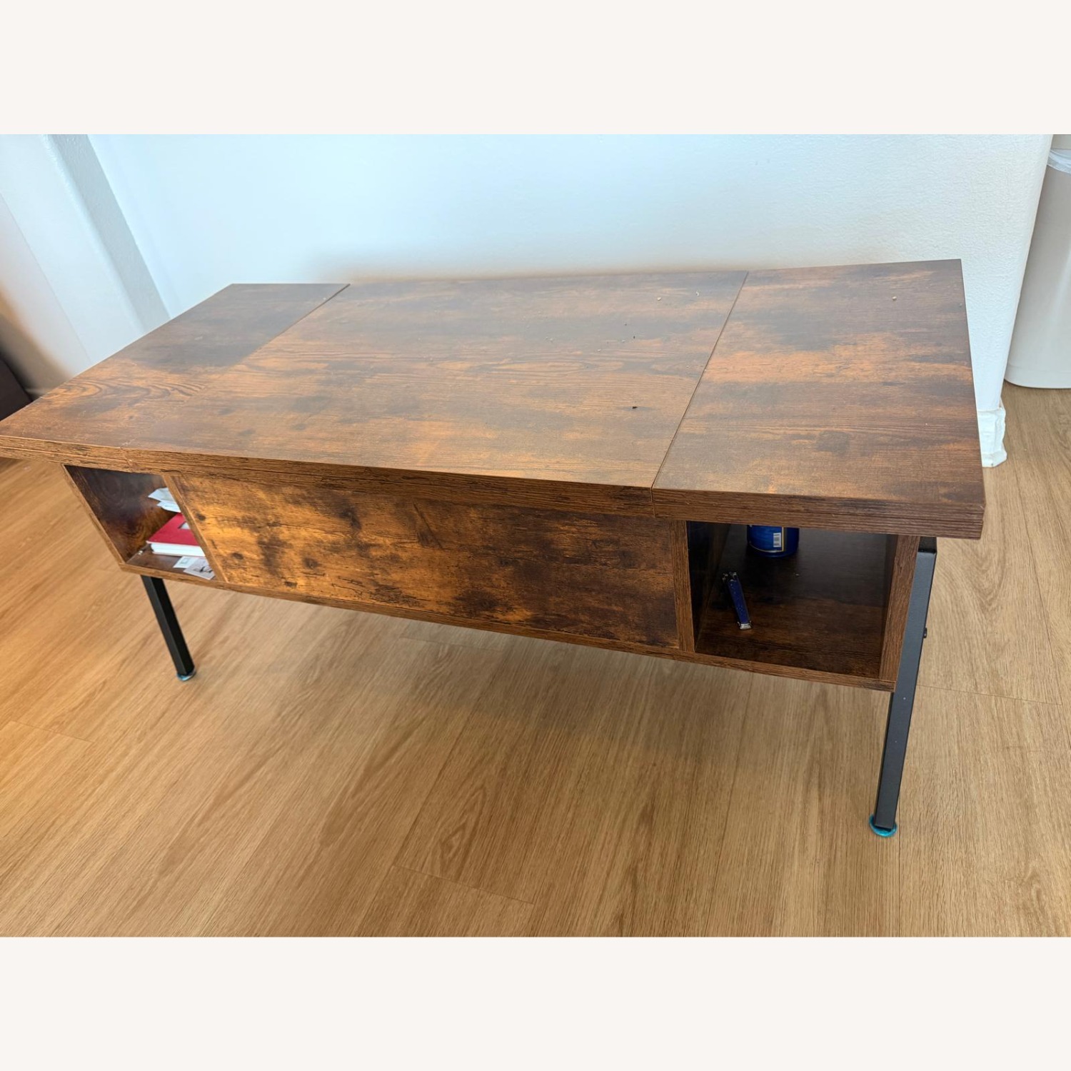 VECELO Dark Brown Wood Coffee Table - image-1