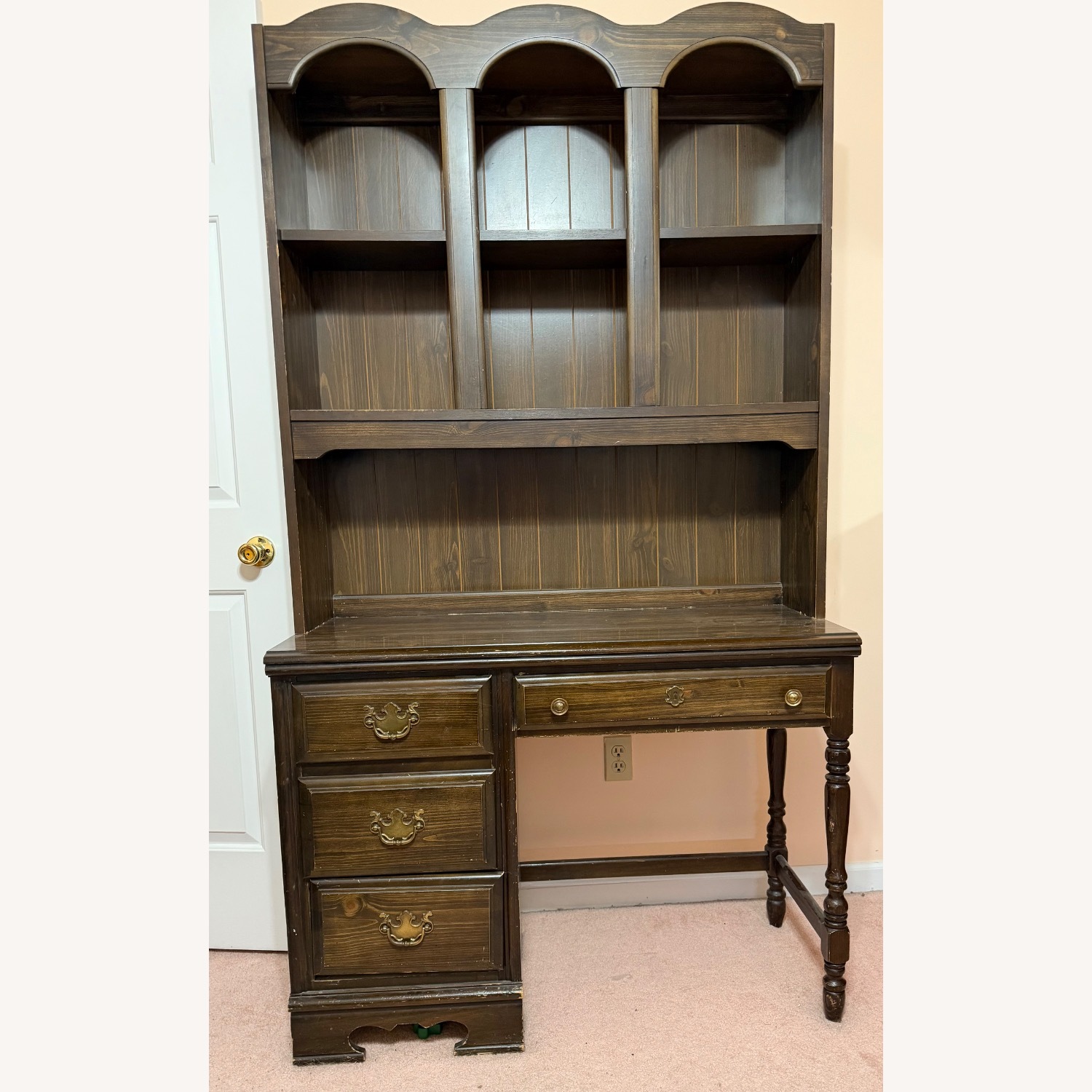 Vintage/Antique Dark Brown Wood Desk - image-1