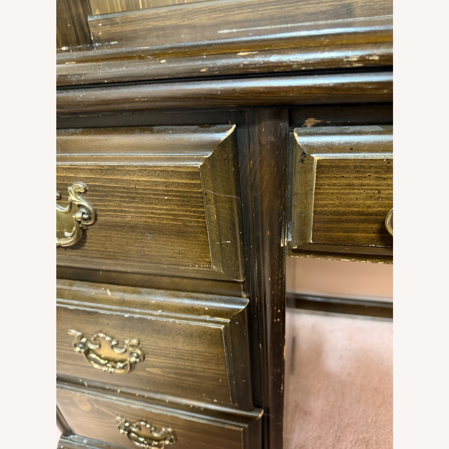 Vintage/Antique Dark Brown Wood Desk - image-4