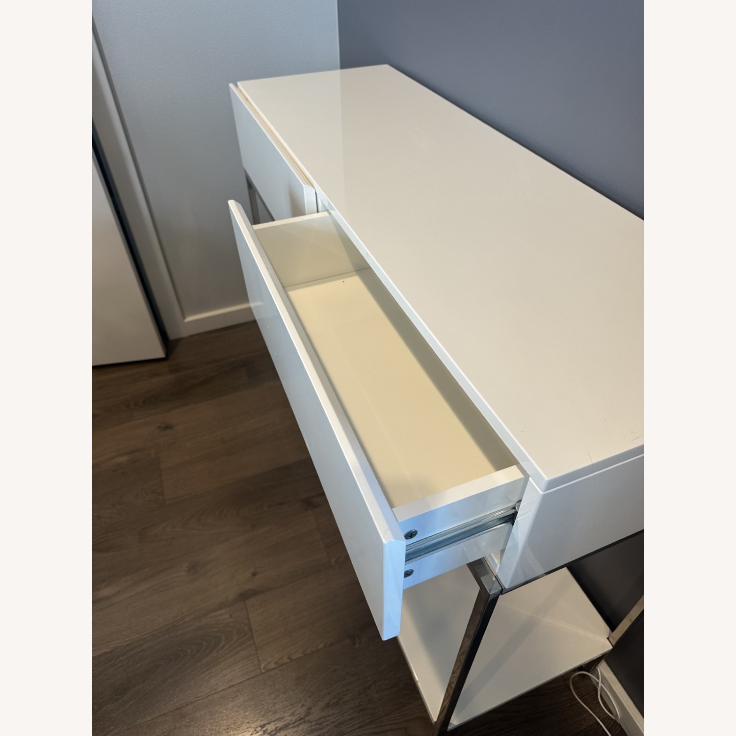 West Elm White Lacquer Storage Console - image-3