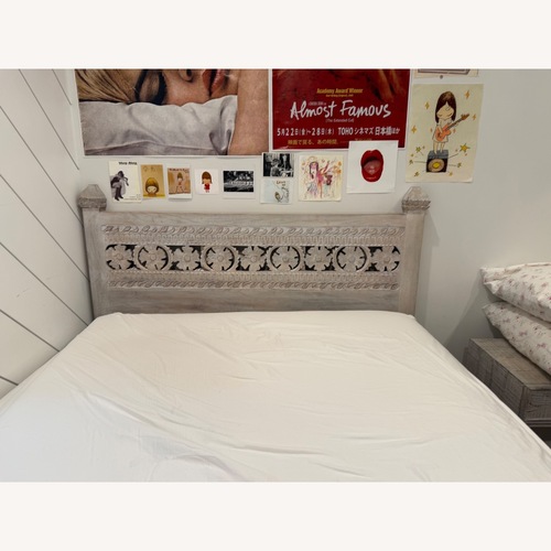 Used Urban Outfitters White Wood Headboard for sale on AptDeco