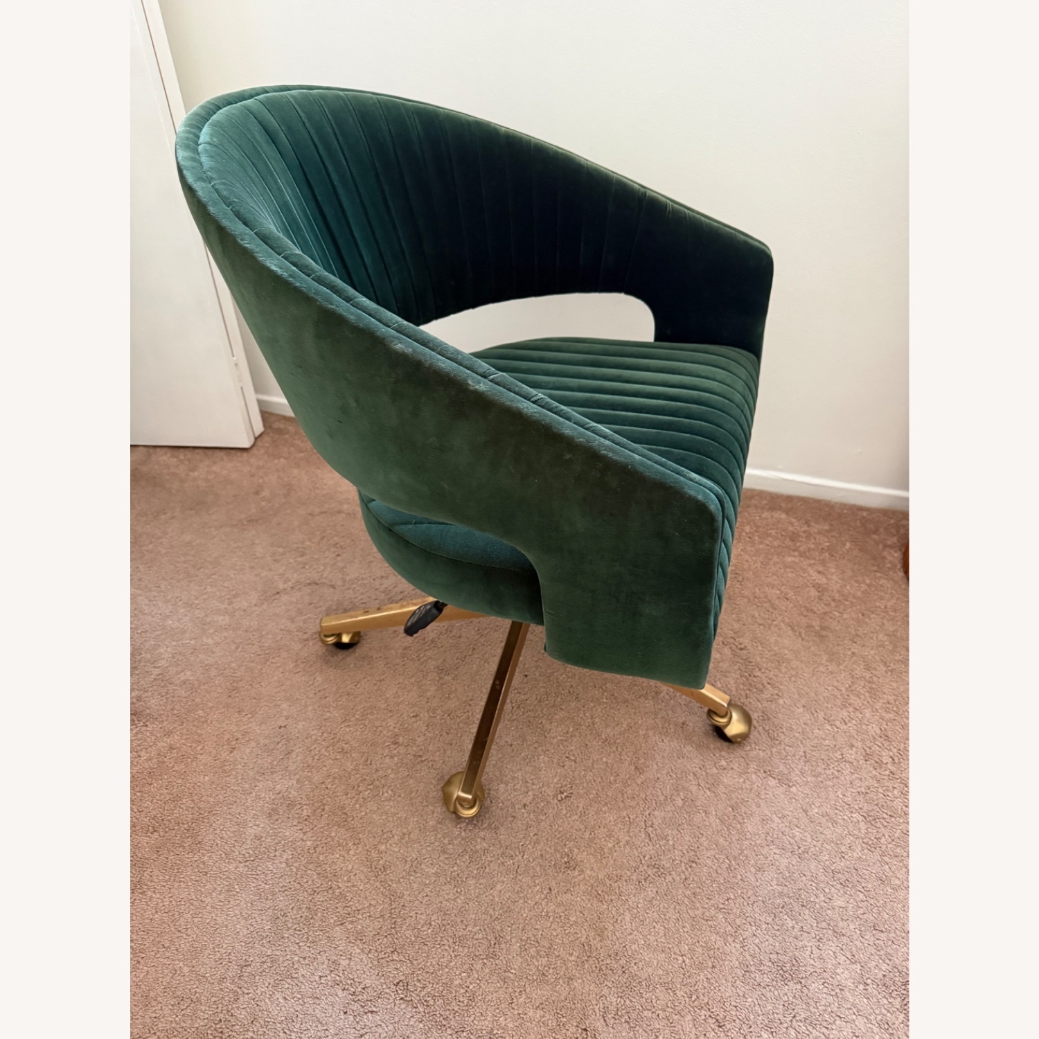 CB2 Channel Green Velvet Office Chair - image-4
