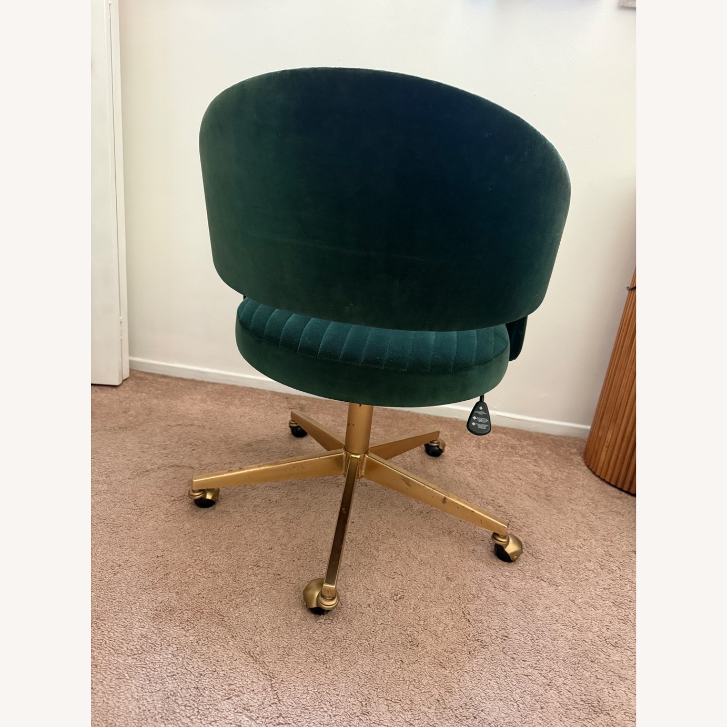 CB2 Channel Green Velvet Office Chair - image-3