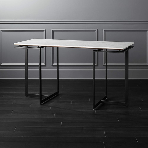 Used CB2 Fullerton Black Metal Desk W White Marble Top for sale on AptDeco