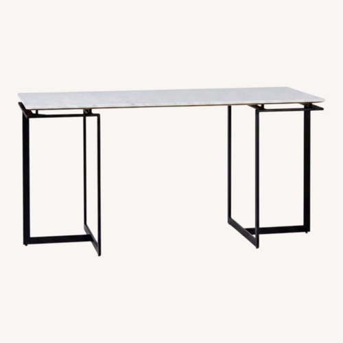 Used CB2 Fullerton Black Metal Desk W White Marble Top for sale on AptDeco