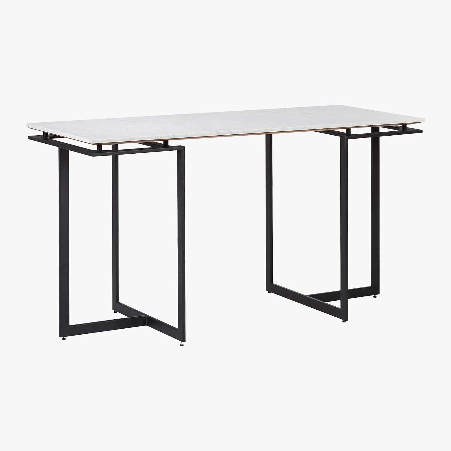 CB2 Fullerton Black Metal Desk W White Marble Top - image-8