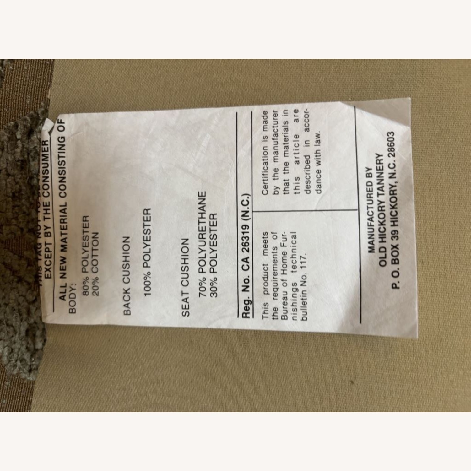 Old Hickory Tannery Gold Fabric 3+ Seater Sofa - image-9