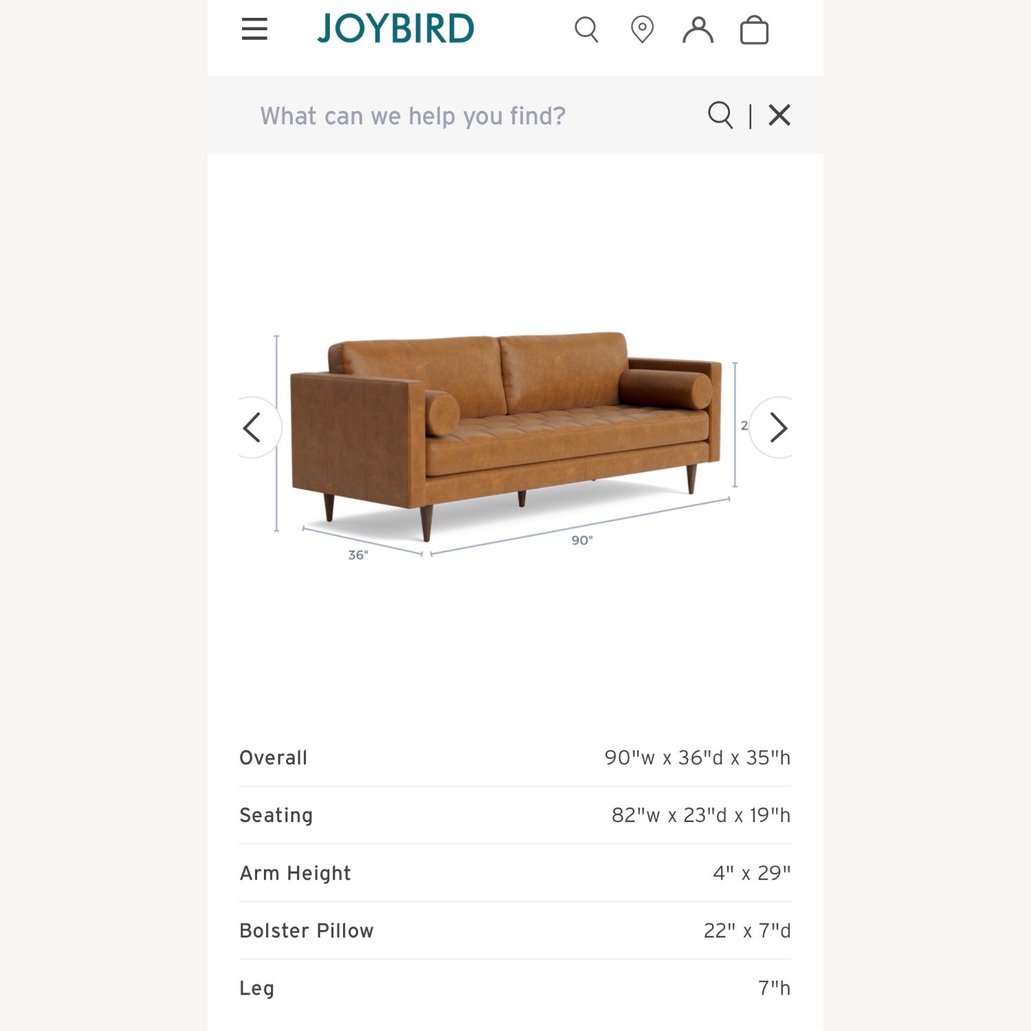 Joybird Briar Natural Leather 3+ Seater Sofa - image-2