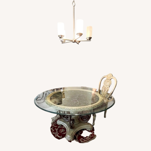 Used Round Glass Dining Table Pedestal Base  for sale on AptDeco