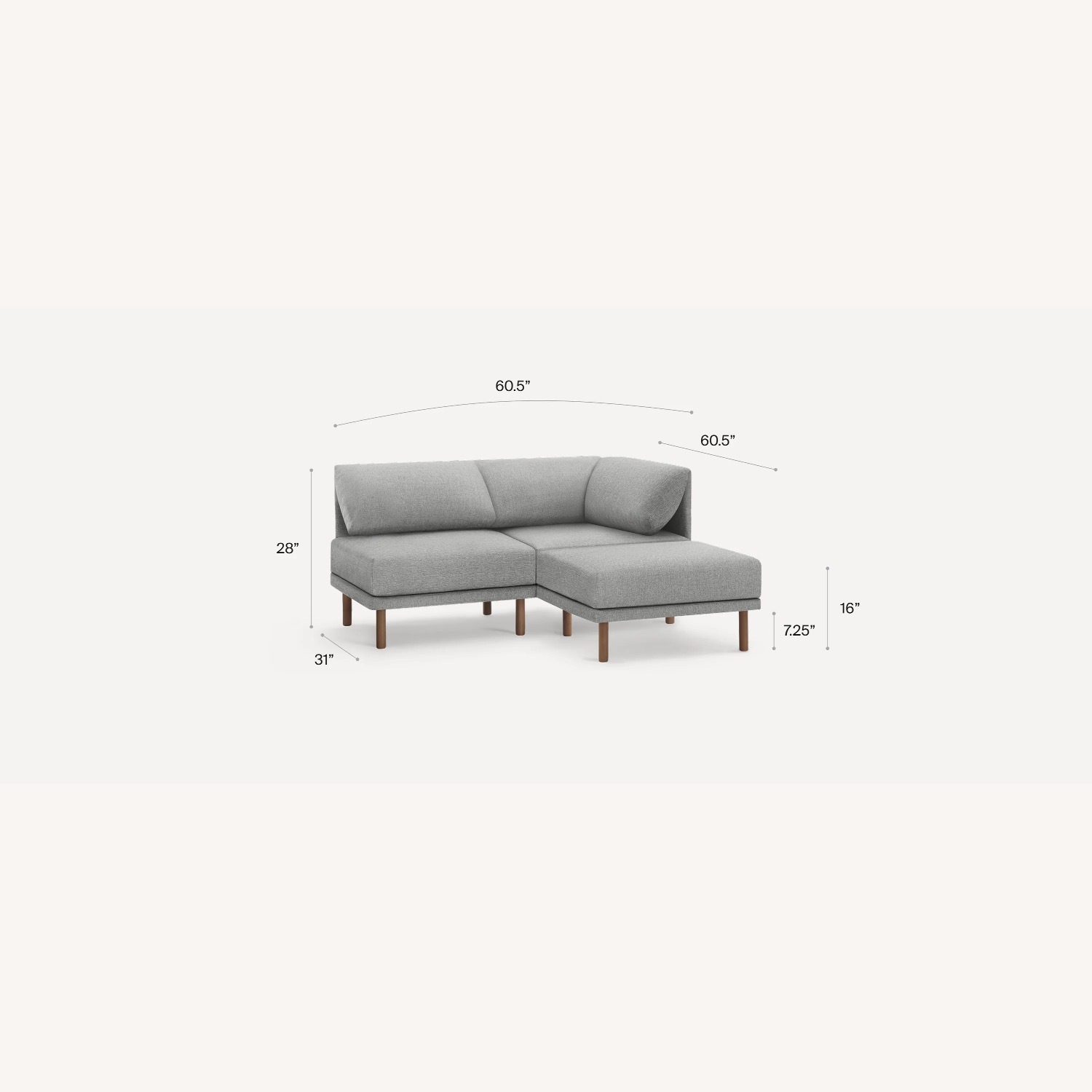 Burrow Light Gray Fabric 3+ Piece Sectional - image-3