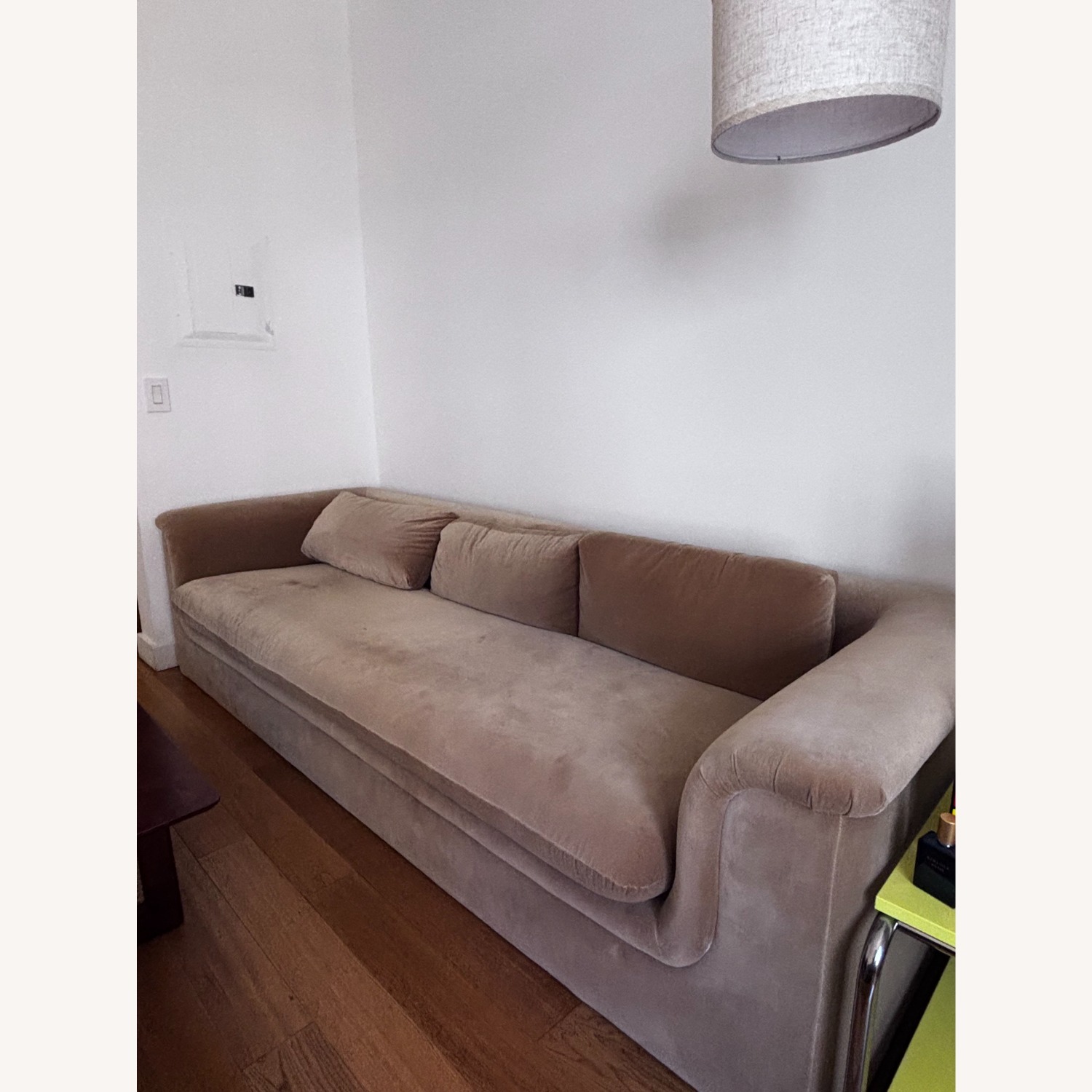 CB2 Mardones 103" Camel Brown Velvet Sofa - image-3