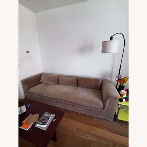 Used CB2 Mardones 103" Camel Brown Velvet Sofa for sale on AptDeco