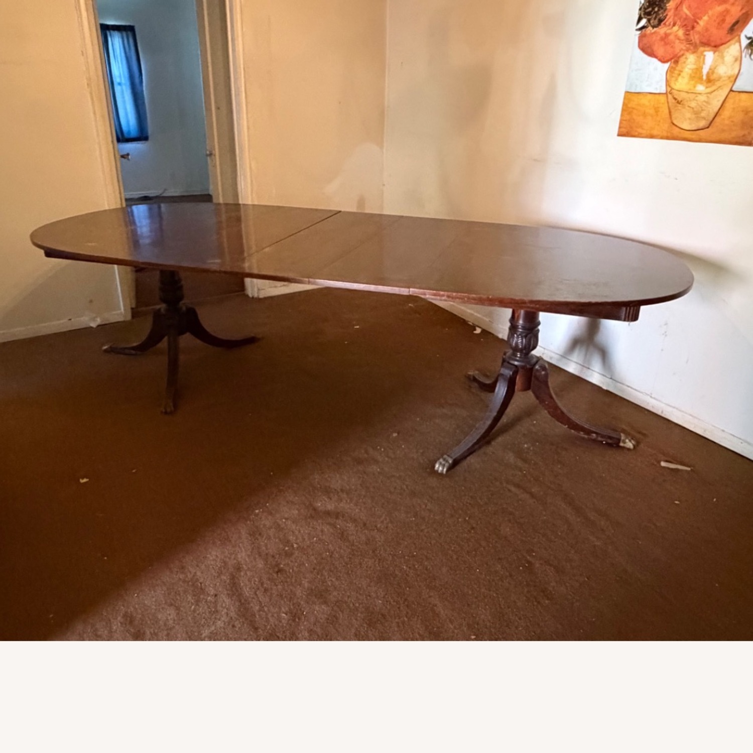 Vintage/Antique Dark Brown Wood Dining Table - image-3