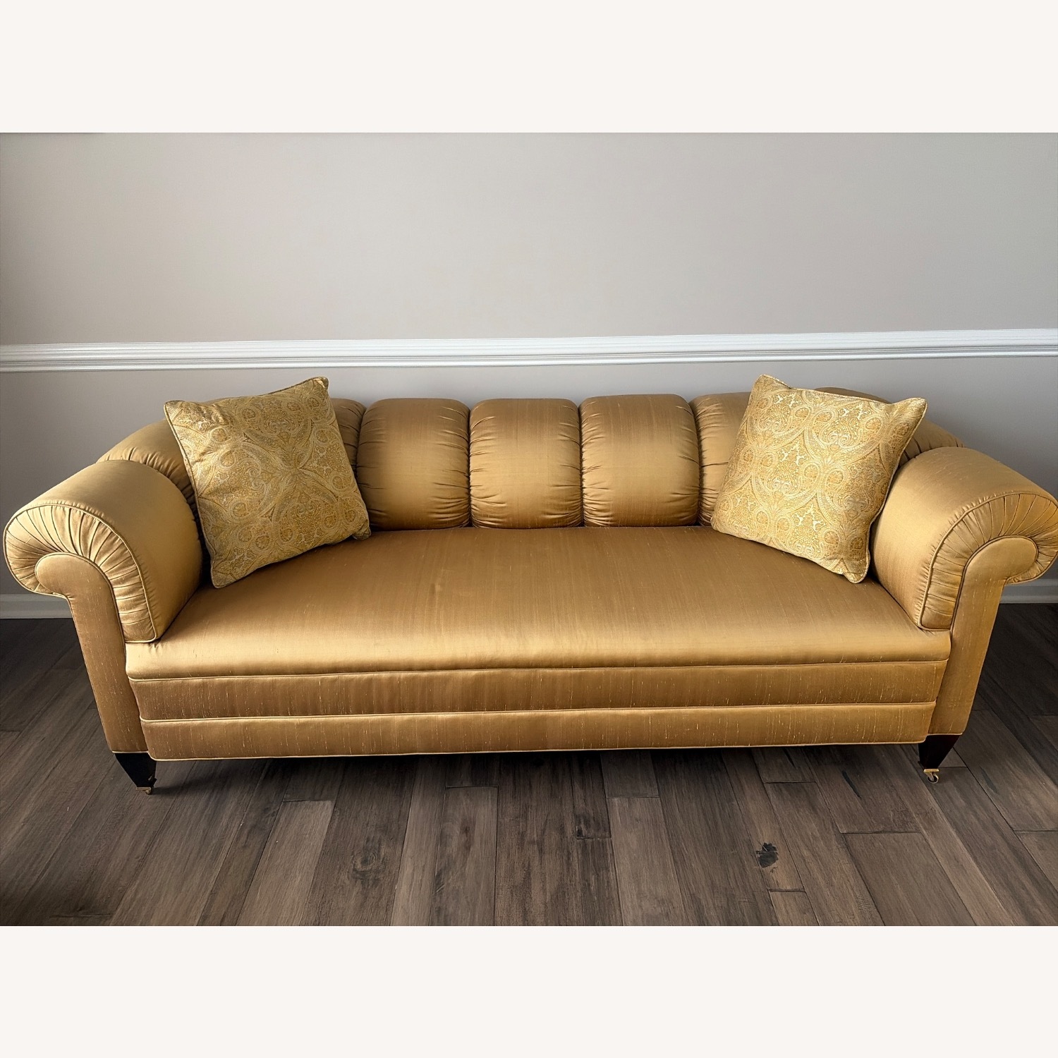 Baker Furniture Gold Silk 3+ Seater Sofa - image-4