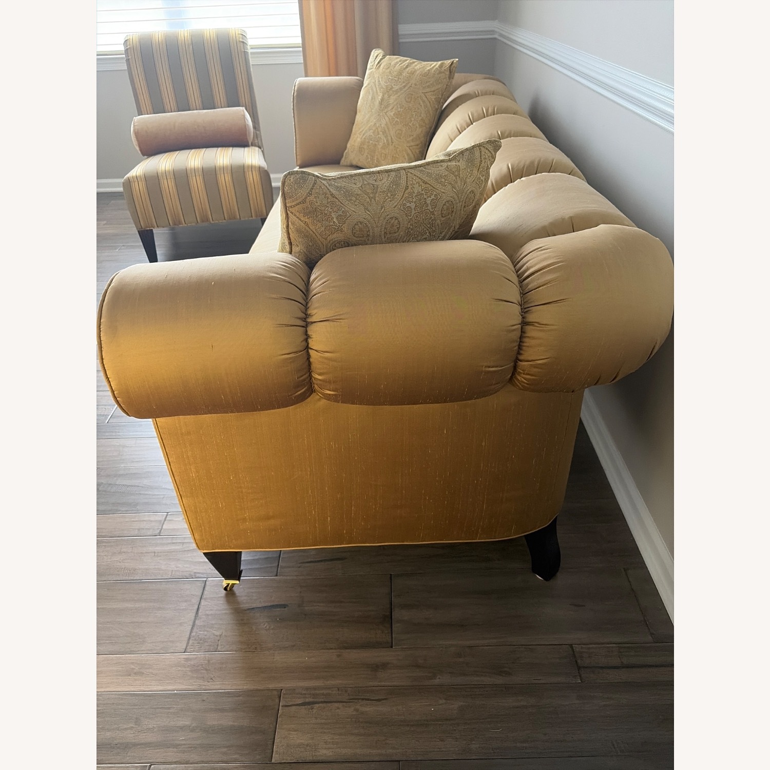 Baker Furniture Gold Silk 3+ Seater Sofa - image-6