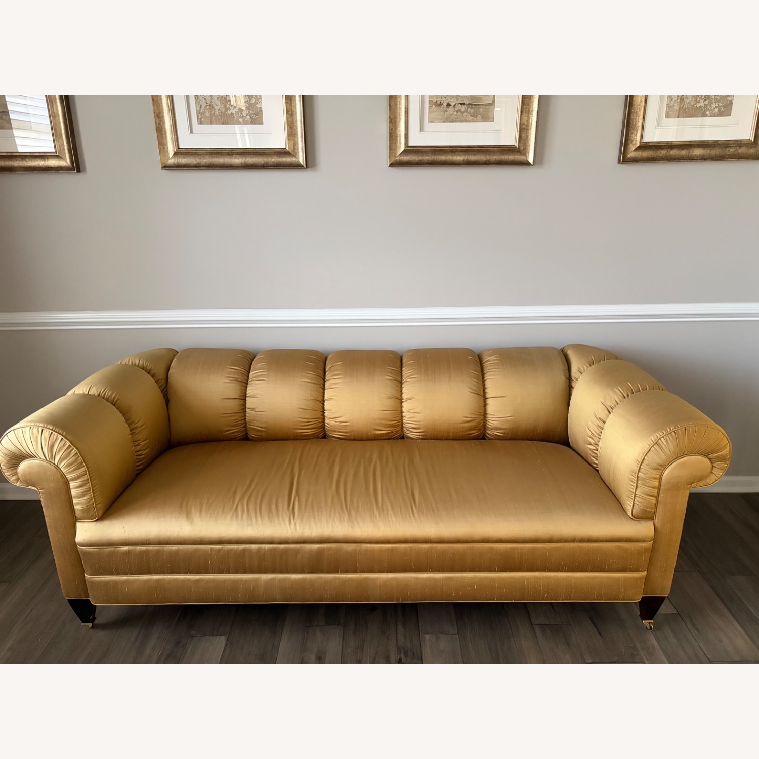 Baker Furniture Gold Silk 3+ Seater Sofa - image-2