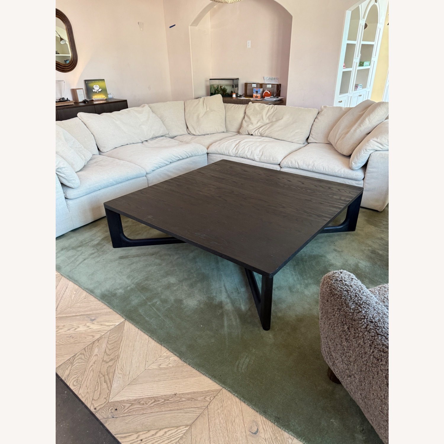 Restoration Hardware Black Wood Coffee Table - image-1