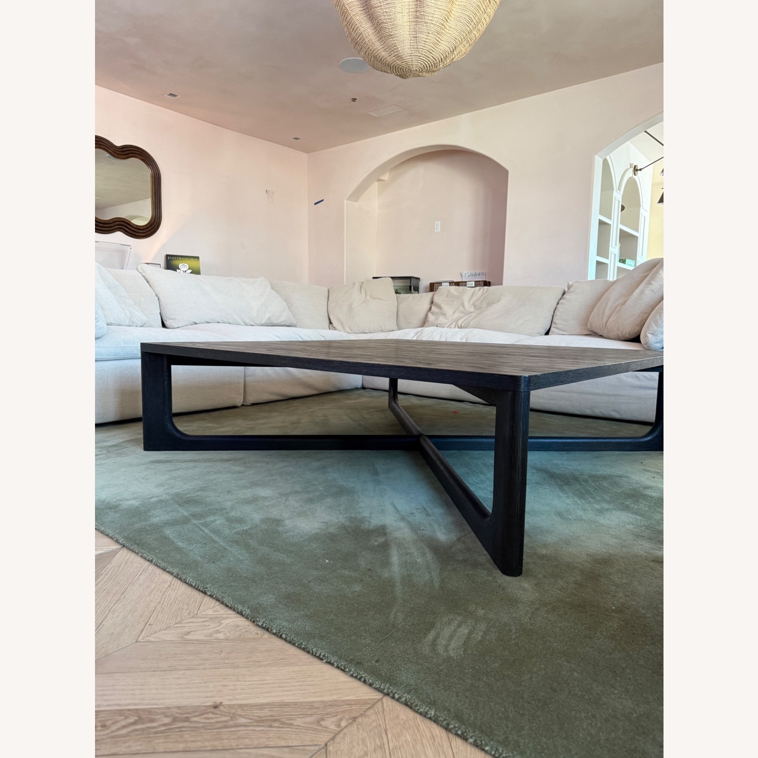 Restoration Hardware Black Wood Coffee Table - image-2