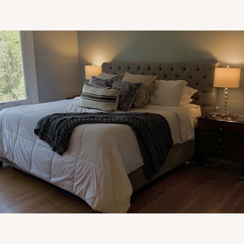 Used Pottery Barn Chesterfield Tufted King Bed for sale on AptDeco