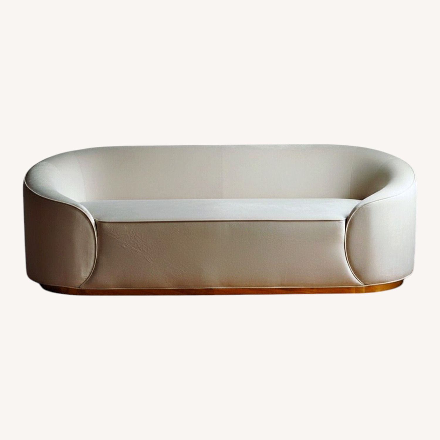 Brooklyn Space Modern Round Sofa in Ivory Velvet - image-3