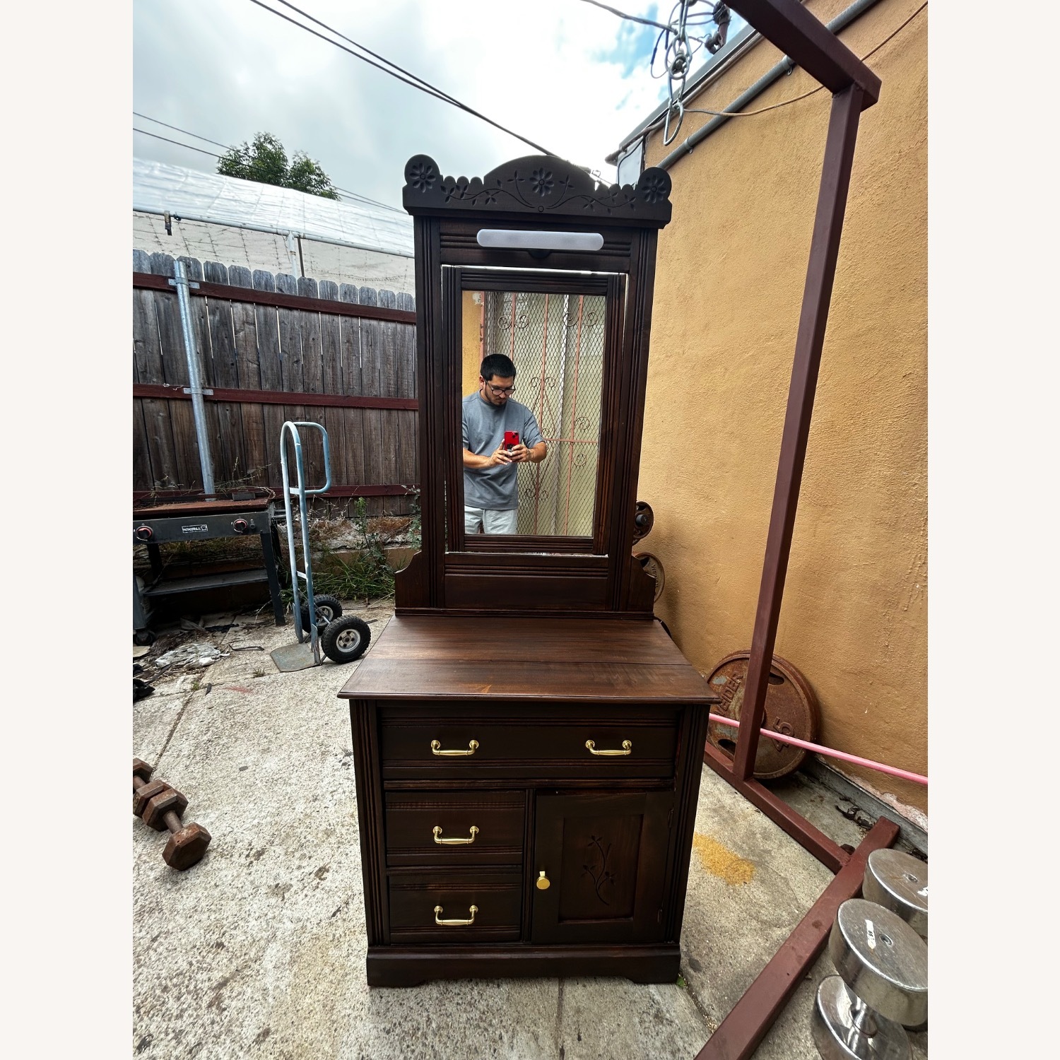 Vintage/Antique Dark Brown Wood Dresser - image-5