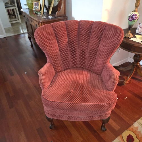Used Vintage/Antique Red Fabric Armchair for sale on AptDeco