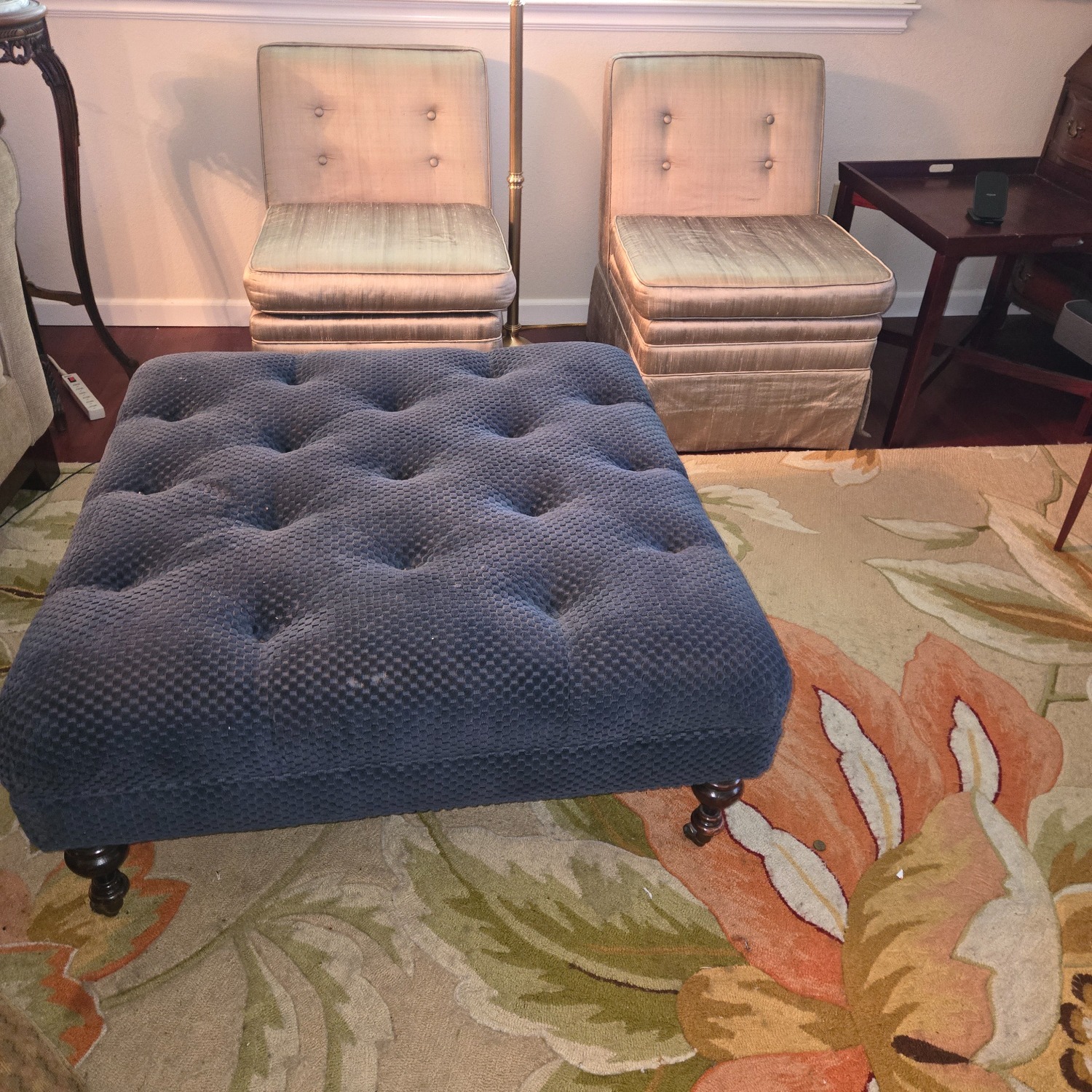 Vintage/Antique Blue Ottoman - image-3