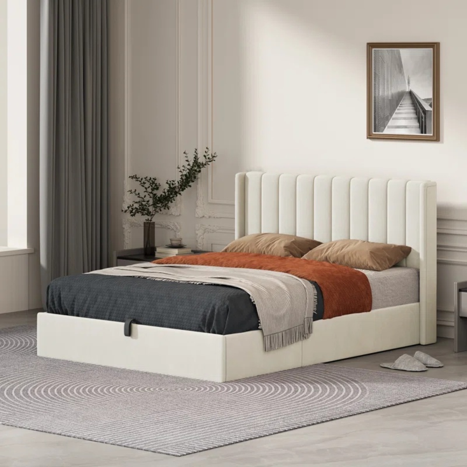 Wayfair Queen Storage Bed Frame with Wingback Headboard - image-4