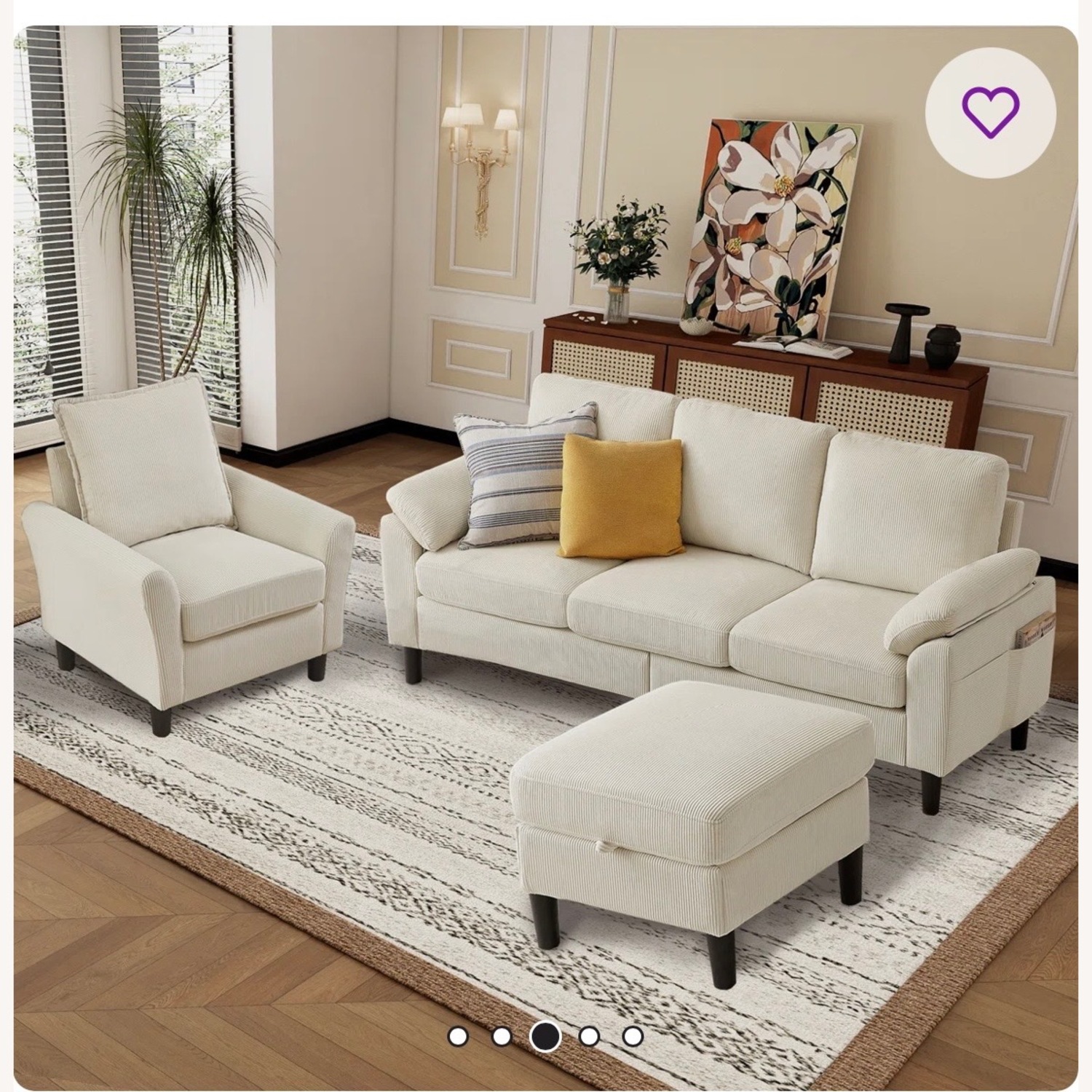 Wayfair Couch, Chair and Foot Stool with Storage  - image-1
