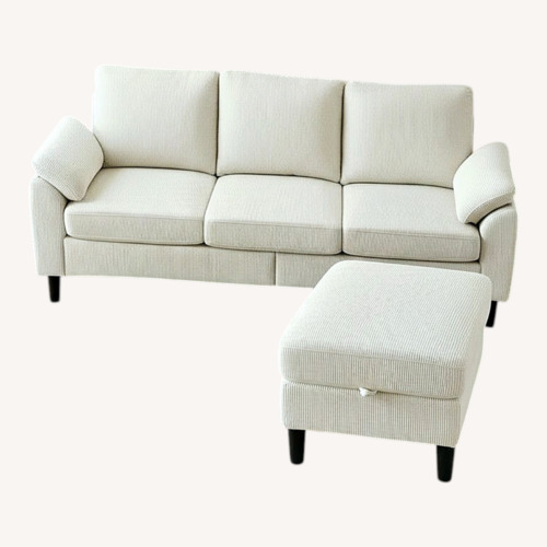 Used Wayfair Couch, Chair and Foot Stool with Storage  for sale on AptDeco